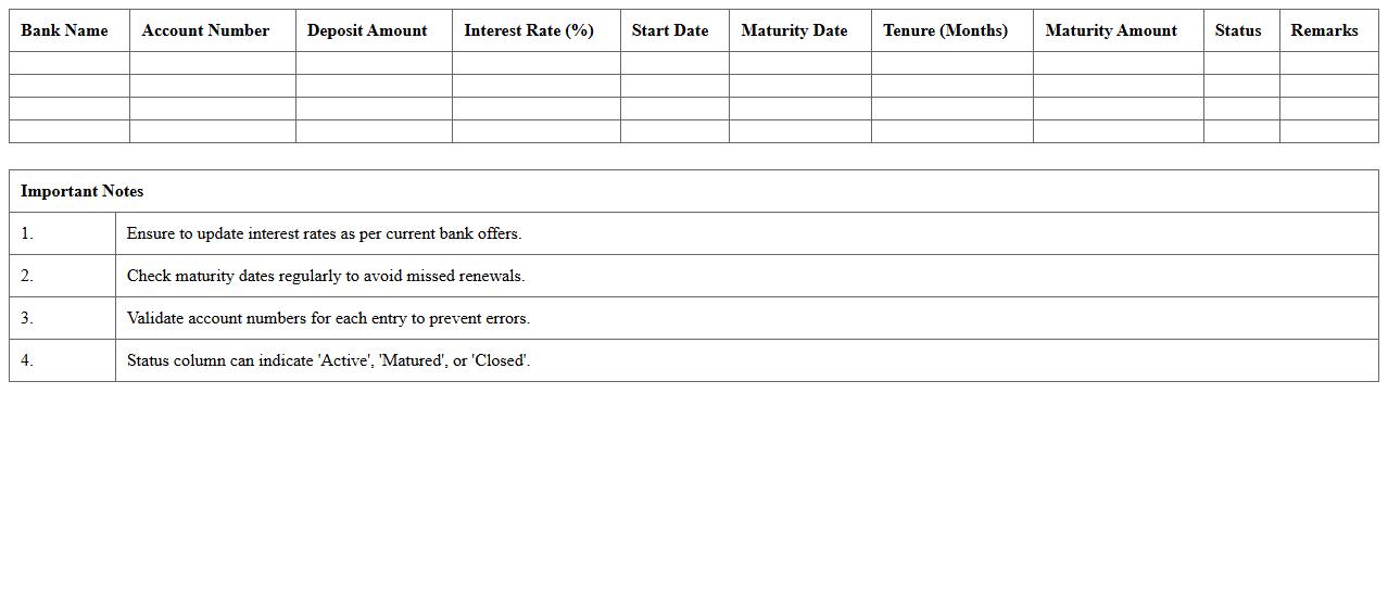 FD Investment Summary Dashboard Template
