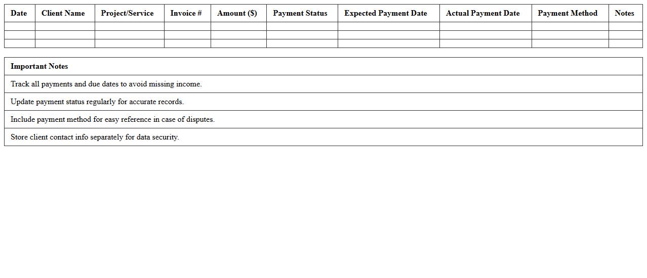 Freelance Client Payment Tracker Excel