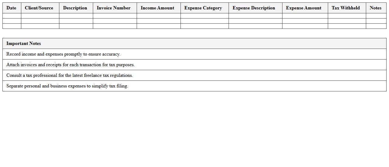 Freelance Income Tax Summary Sheet