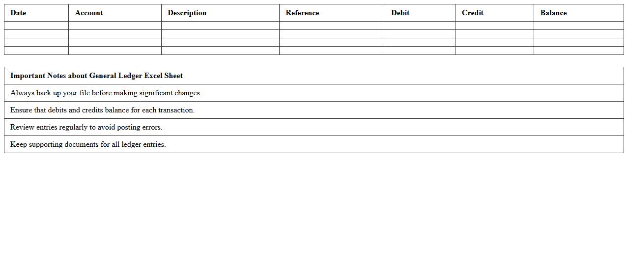 General Ledger Excel Sheet