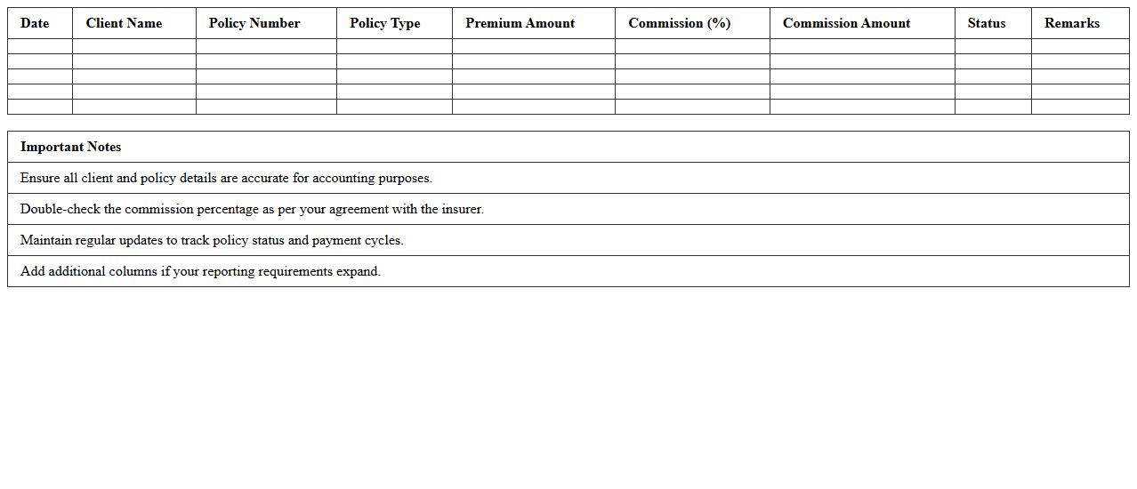 Health Insurance Advisor Statement Excel Template