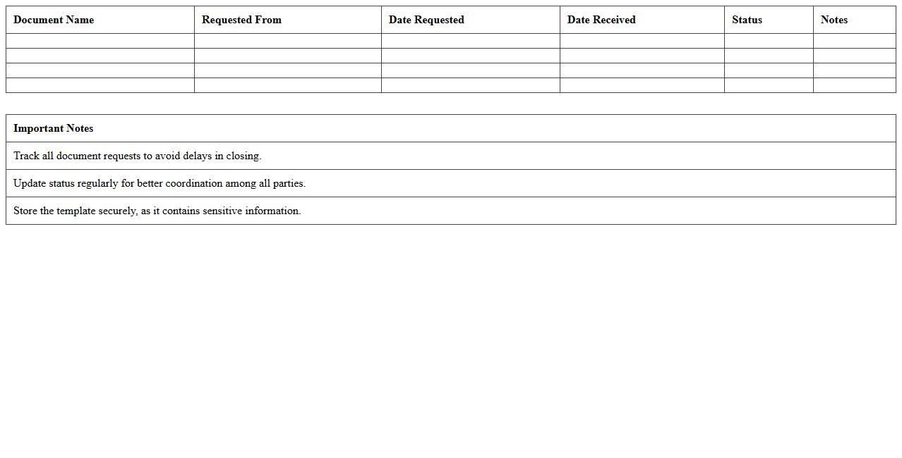Home Buyer Closing Document Tracker Template