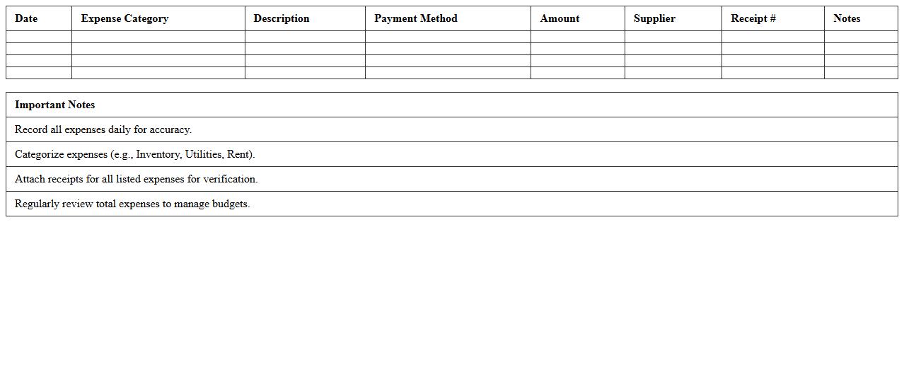 Home Goods Shop Expense Monitoring Excel Sheet