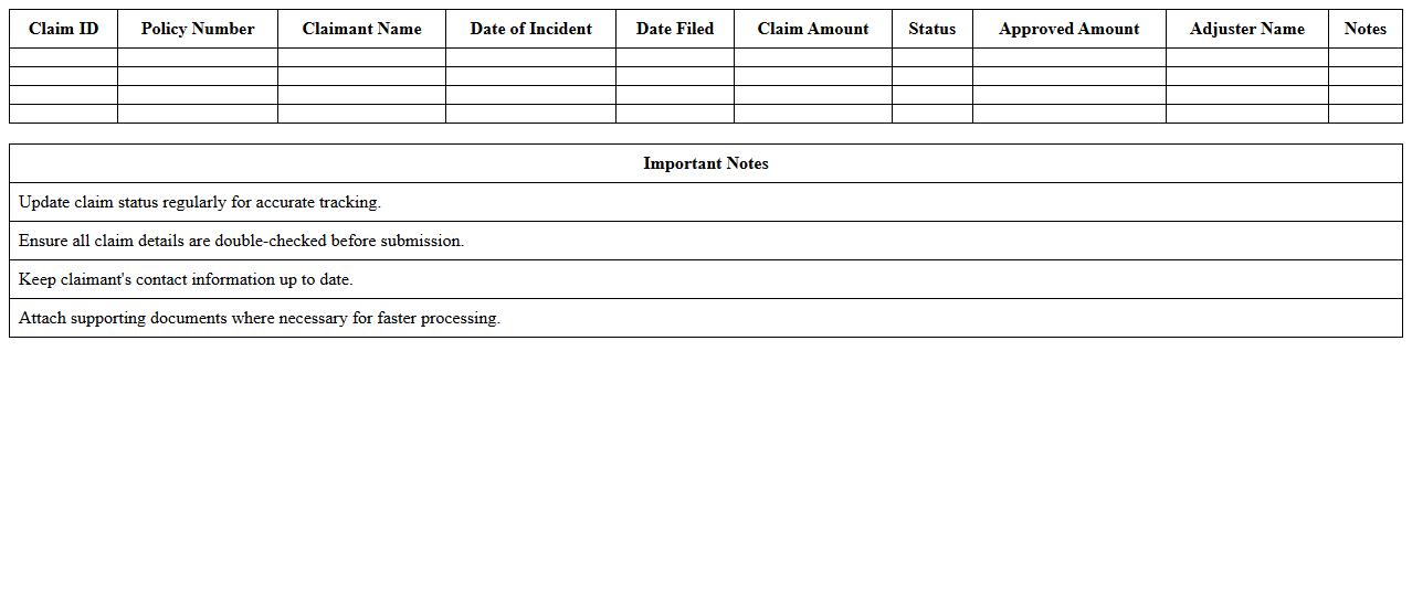 Insurance Claim Status Tracker Excel