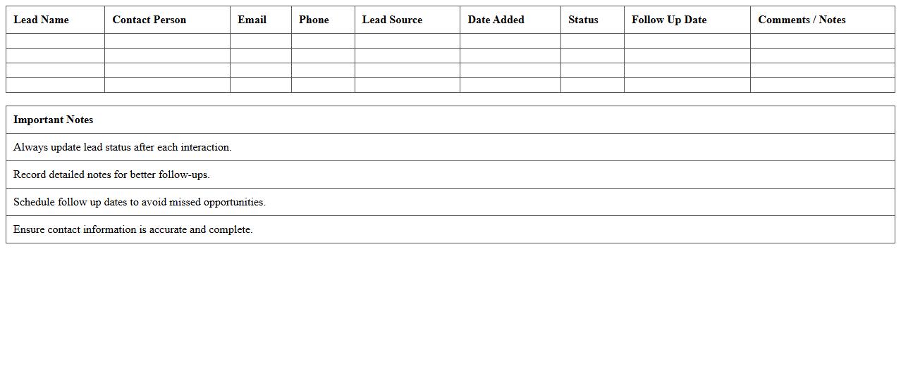 Lead Pipeline for Insurance Clients Excel