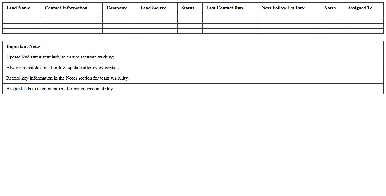 Lead Status and Follow-Up Tracker Excel Template