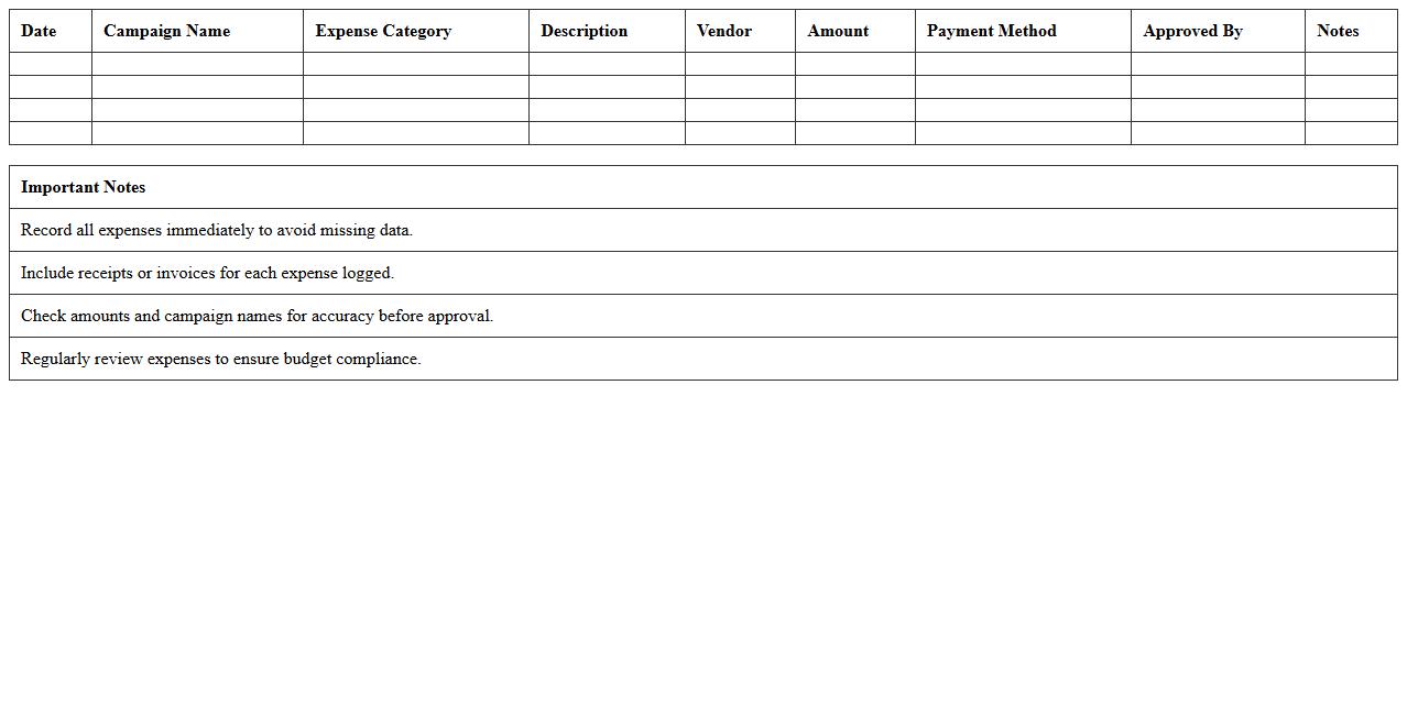 Marketing Campaign Expenses Log