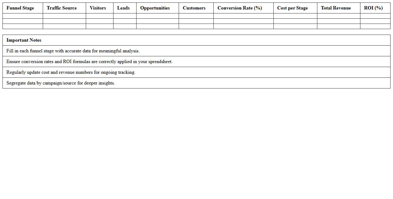 Marketing Funnel ROI Analysis Spreadsheet