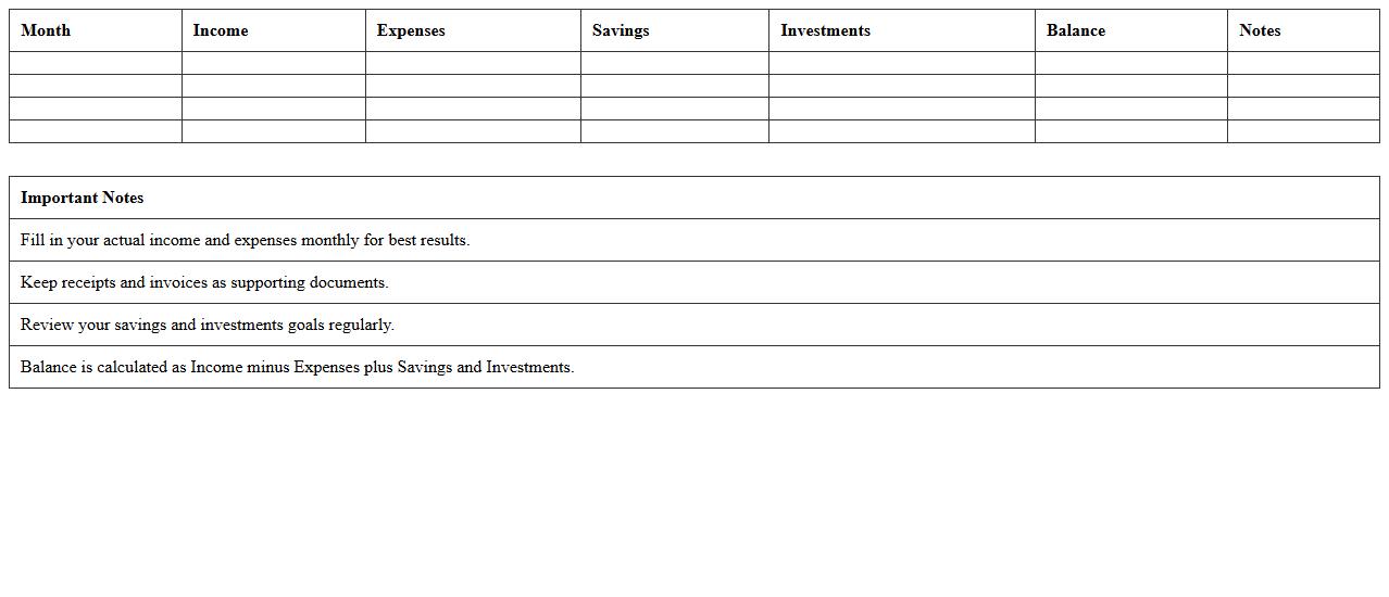 Monthly Financial Dashboard Excel File