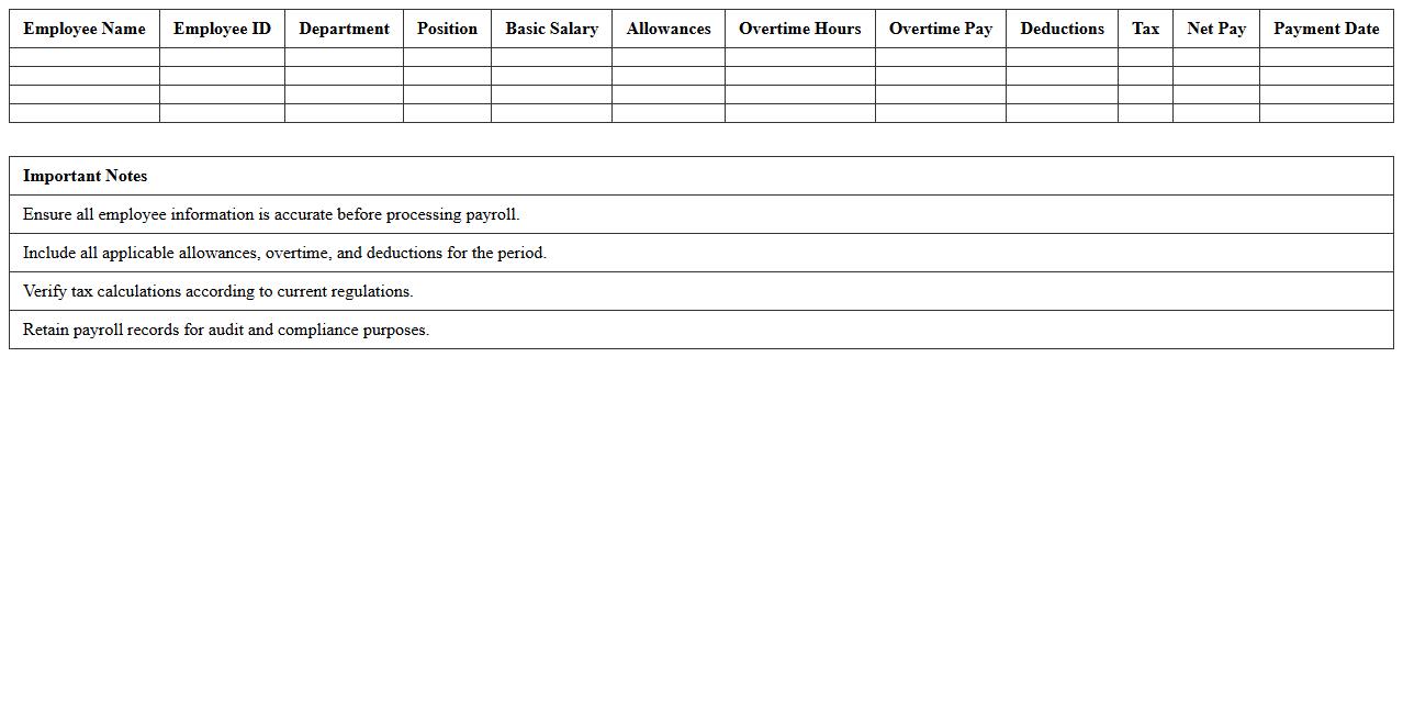 Monthly Payroll Calculation Excel Template