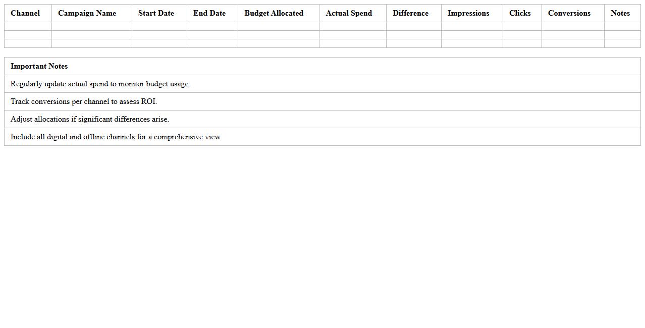 Multi-Channel Campaign Budget Excel