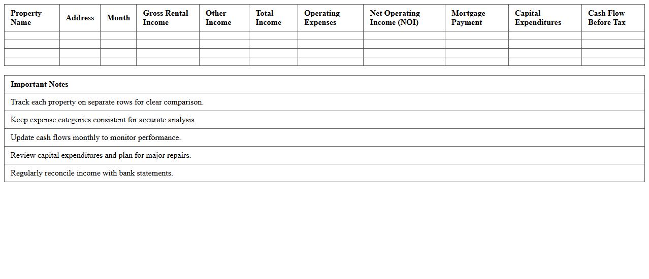 Multi-Property Cash Flow Statement Excel Template
