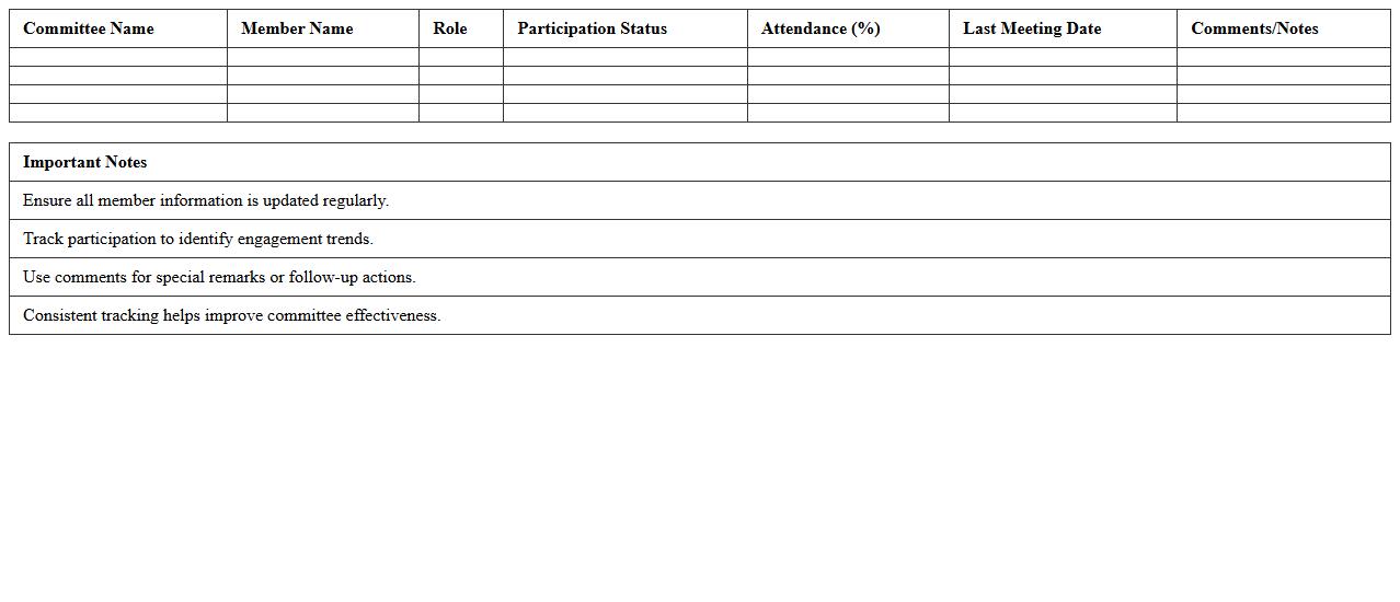Nonprofit Committee Participation Tracking Template