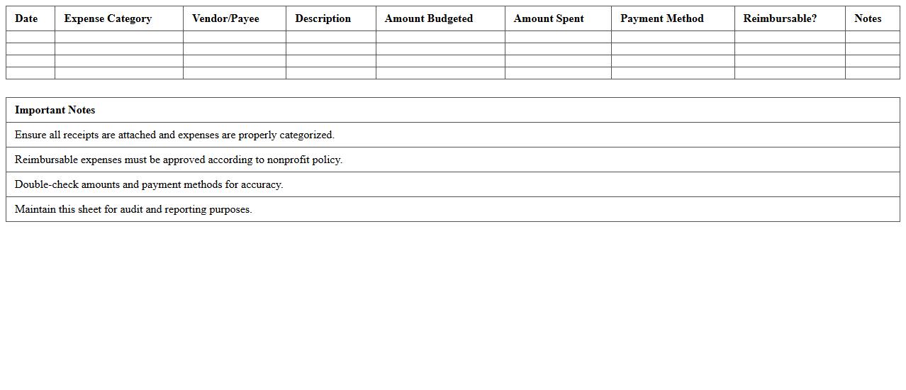 Nonprofit Event Expense Reporting Excel Template