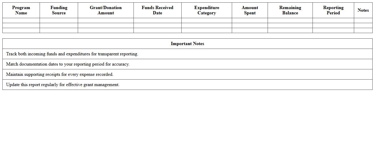 Nonprofit Program Funding Report Template