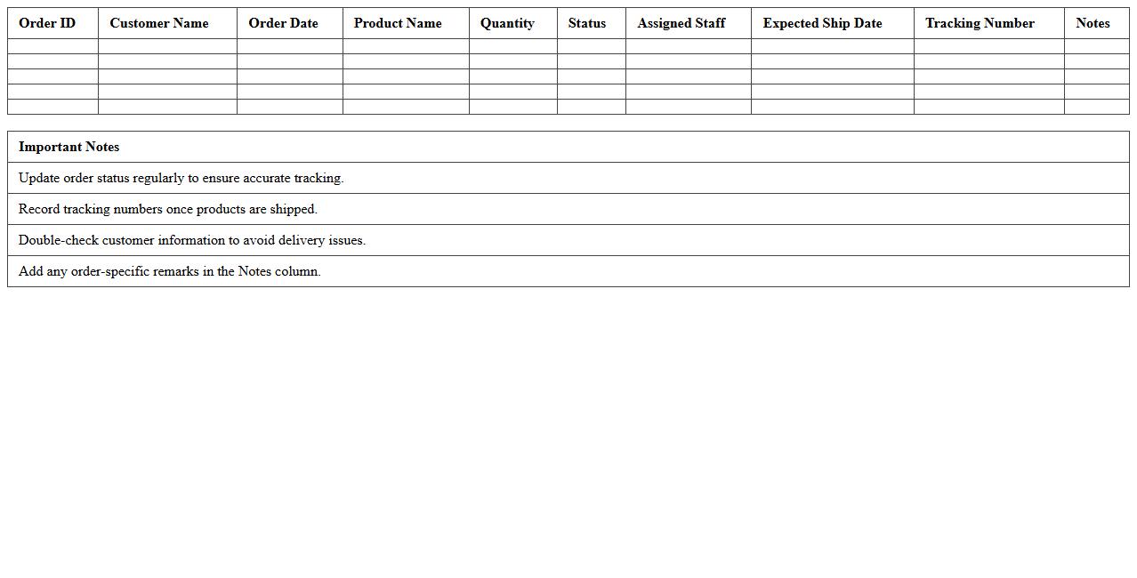 Order Fulfillment Workflow Tracker Excel File
