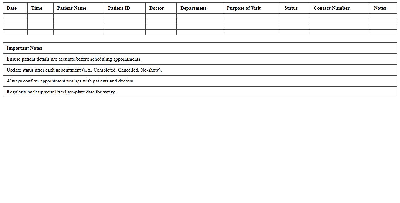 Outpatient Appointment Scheduler Excel Template