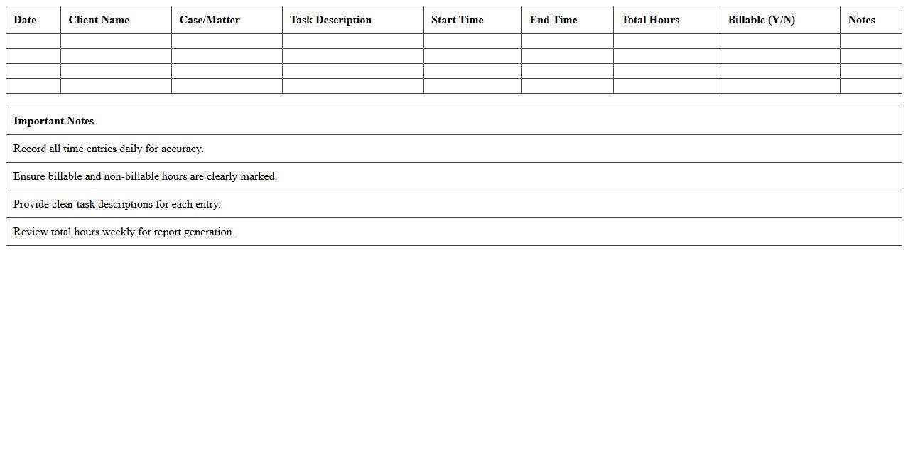 Paralegal Time Tracking Excel Template