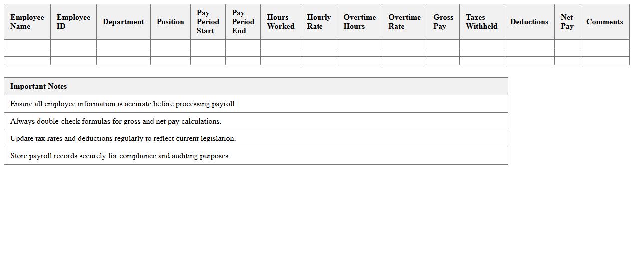 Payroll Calculator Excel Worksheet