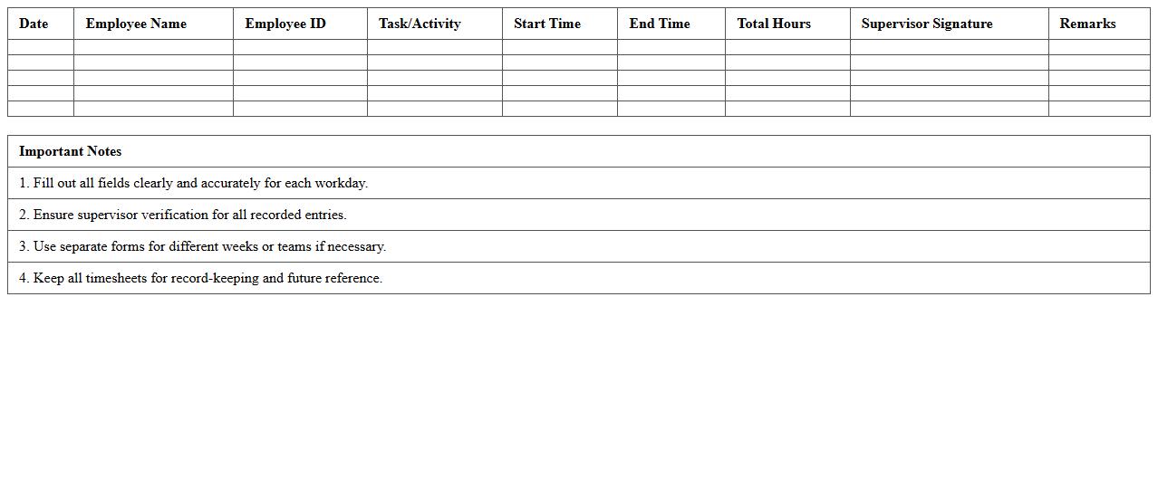 Plantation Field Labor Timesheet Excel Form