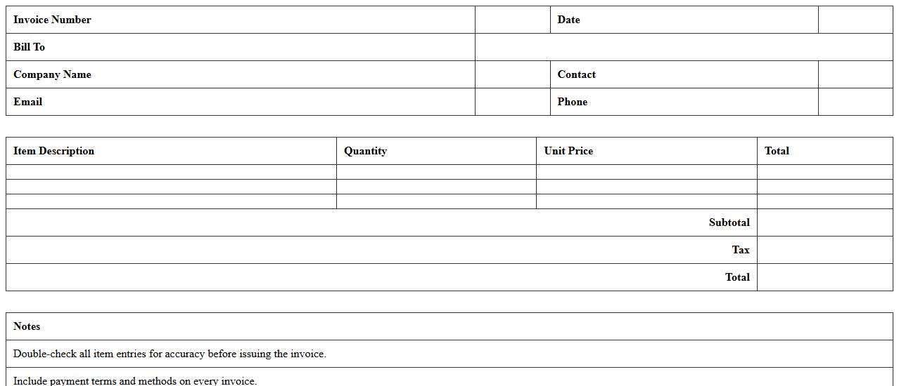 Professional Sales Invoice Template