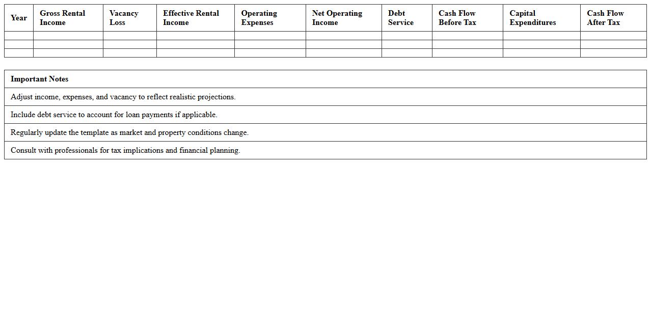 Real Estate Investment Cash Flow Projection Template