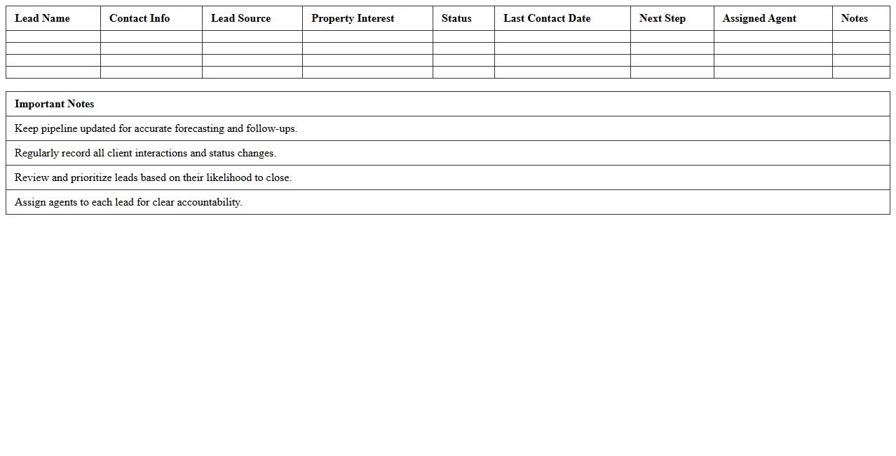 Real Estate Prospect Pipeline Management Sheet