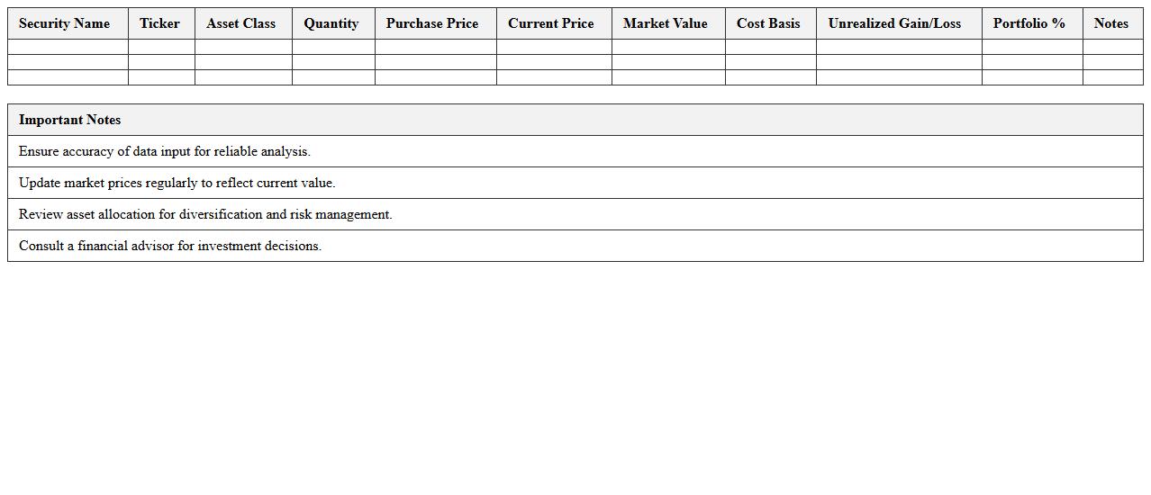 Securities Holdings Analysis Excel Template