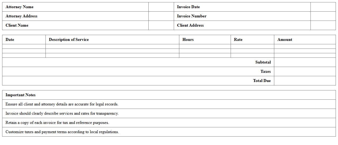 Simple Legal Invoice Excel for Self-Employed Attorneys