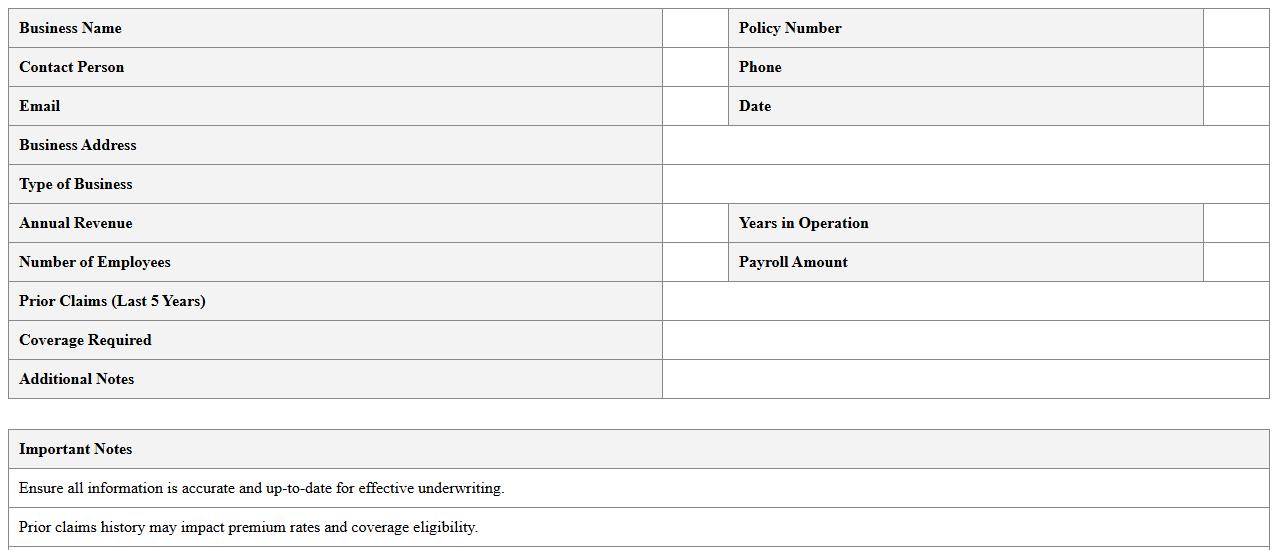 Small Business Insurance Underwriting Template