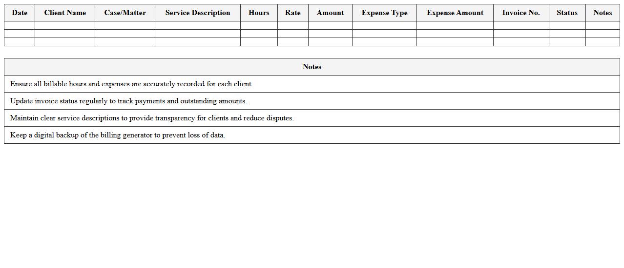 Small Practice Legal Expense and Billing Generator