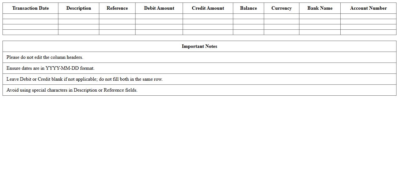 Universal Bank Statement Upload Template