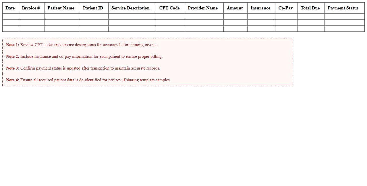 Urgent Care Clinic Invoice Excel Template