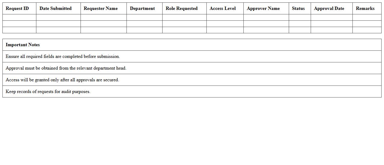 User Access Request Workflow Excel Template