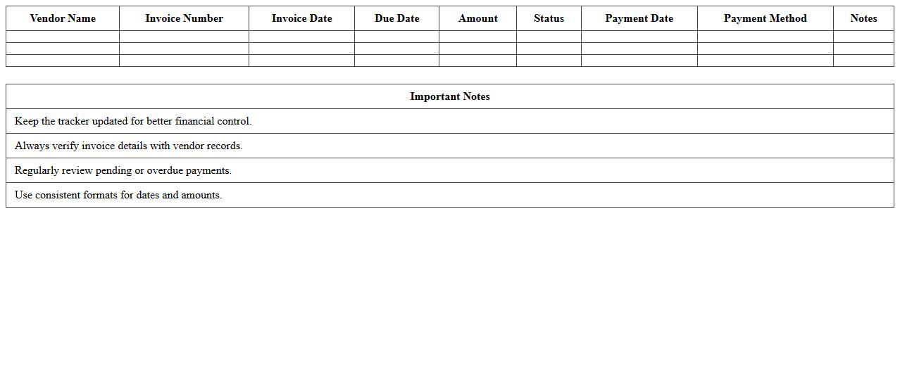 Vendor Payment Tracker Excel Template