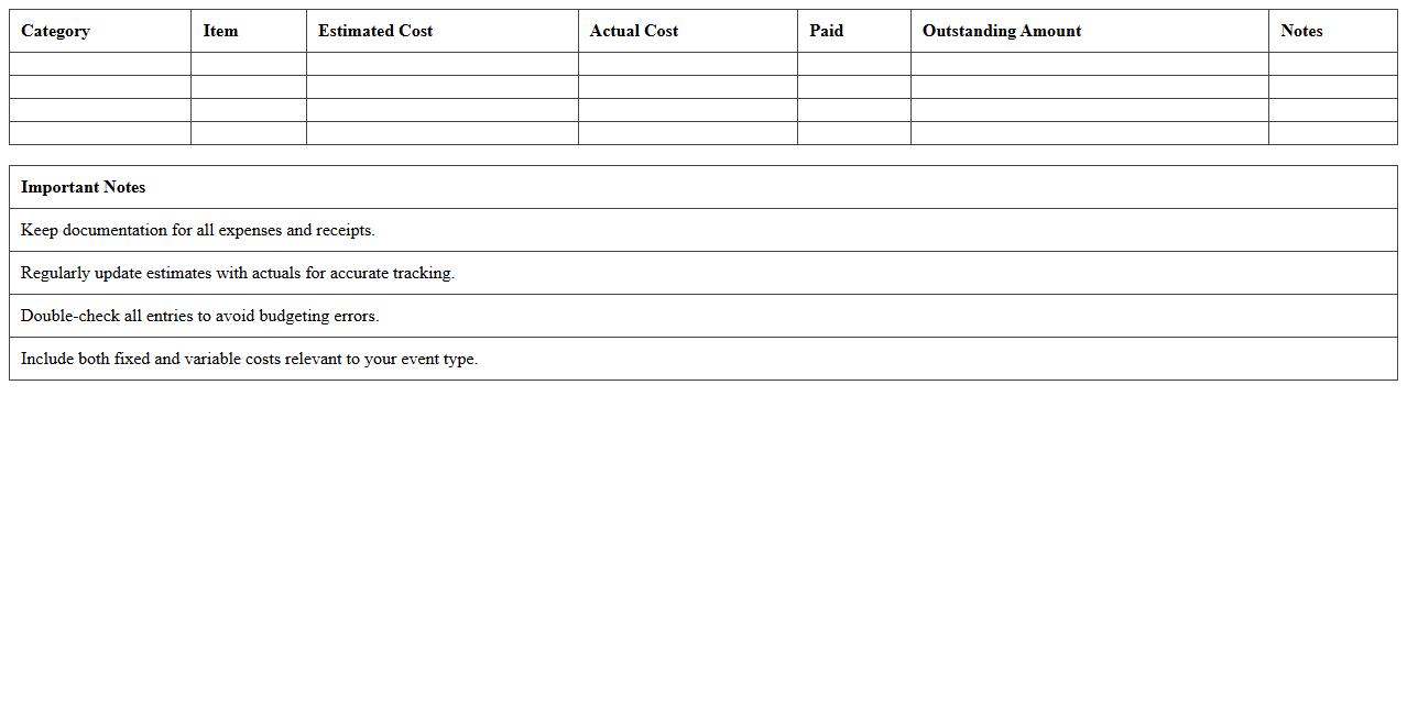 Virtual Event Budget Tracking Excel Template