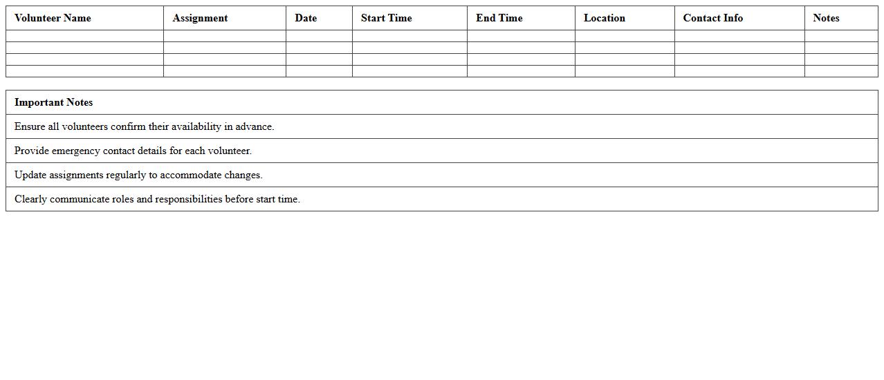 Volunteer Assignment & Scheduling Template