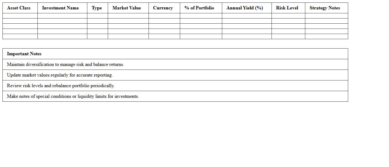 Wealth Manager Asset Diversification Excel Sheet