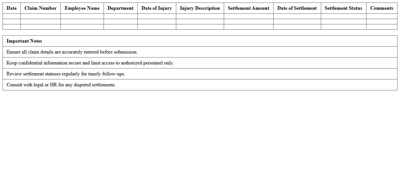 Workers Compensation Settlement Report Template