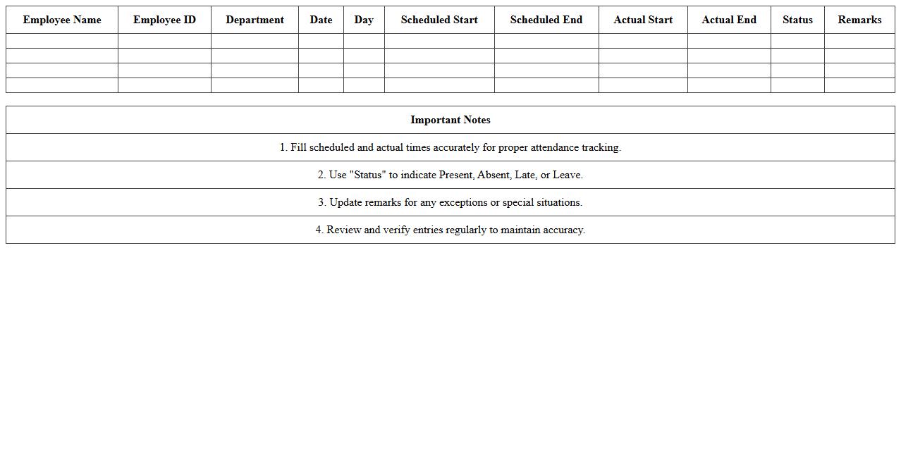 Workforce Attendance Scheduler Template