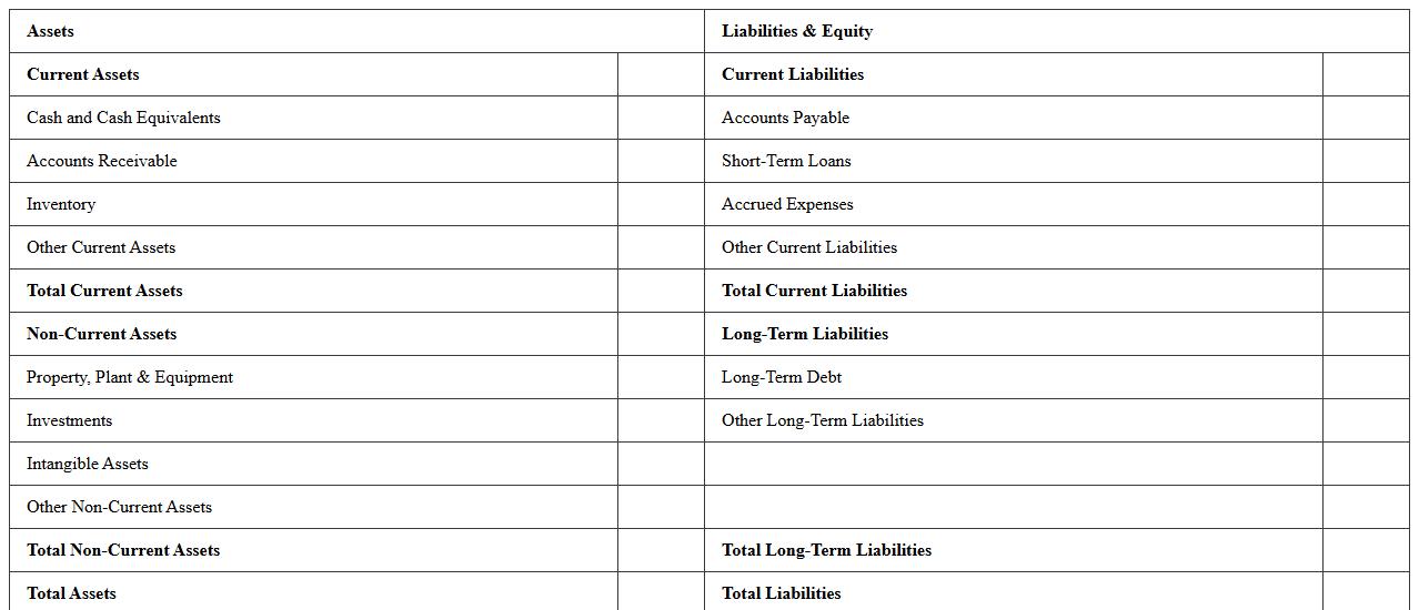 Year-End Balance Sheet Excel Template