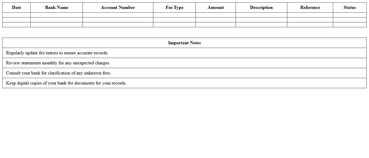 Bank Fees Monitoring Excel Template
