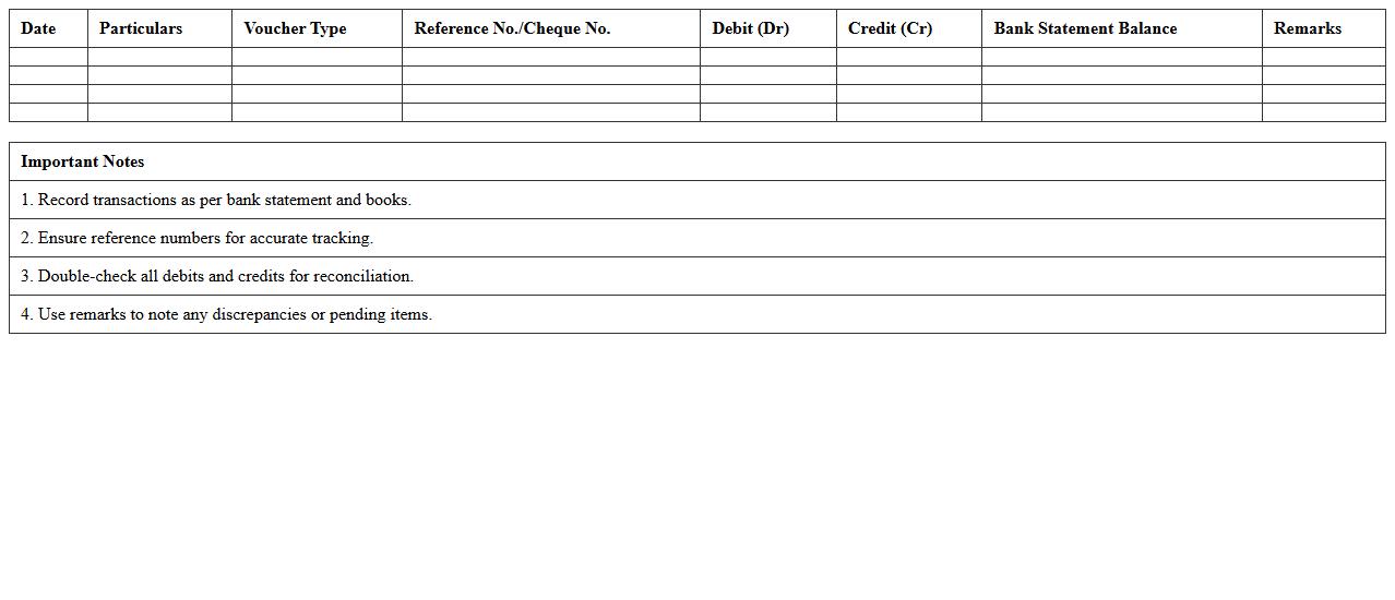 Bank Reconciliation Journal Entry Excel Template