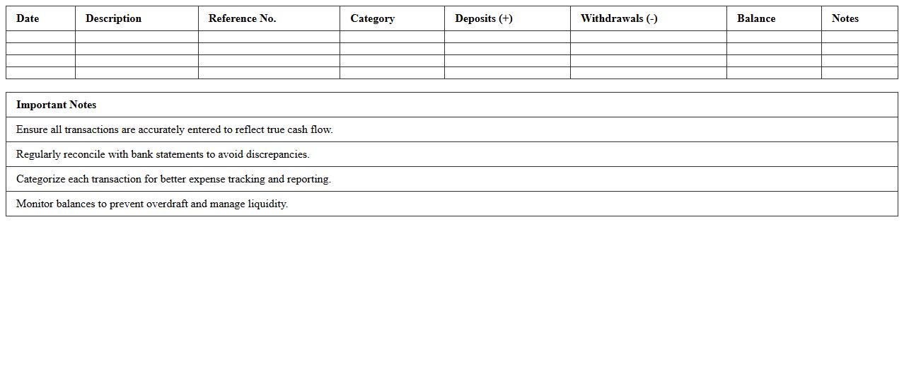 Bank Transaction Cash Flow Analysis Spreadsheet