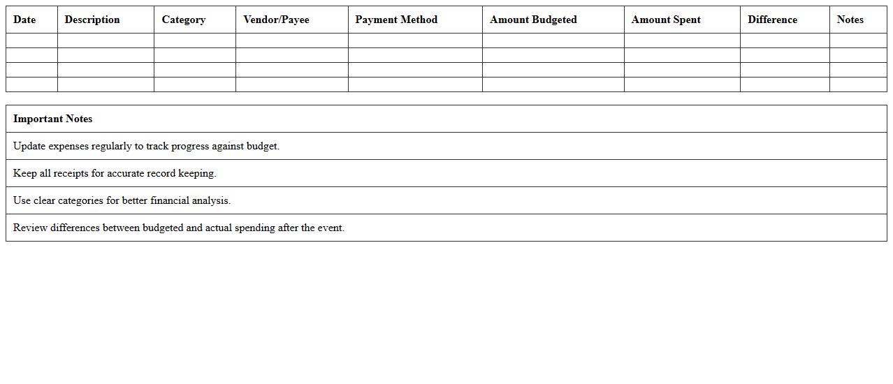 Benefit Dinner Expense Tracking Template