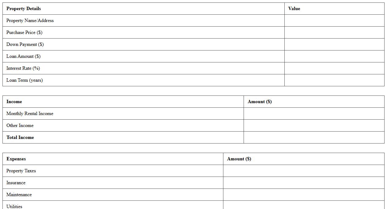 Commercial Property ROI Calculator Sheet
