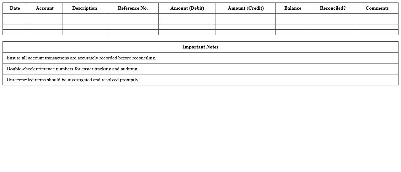 Comprehensive Finance Reconciliation Tracker Excel Template