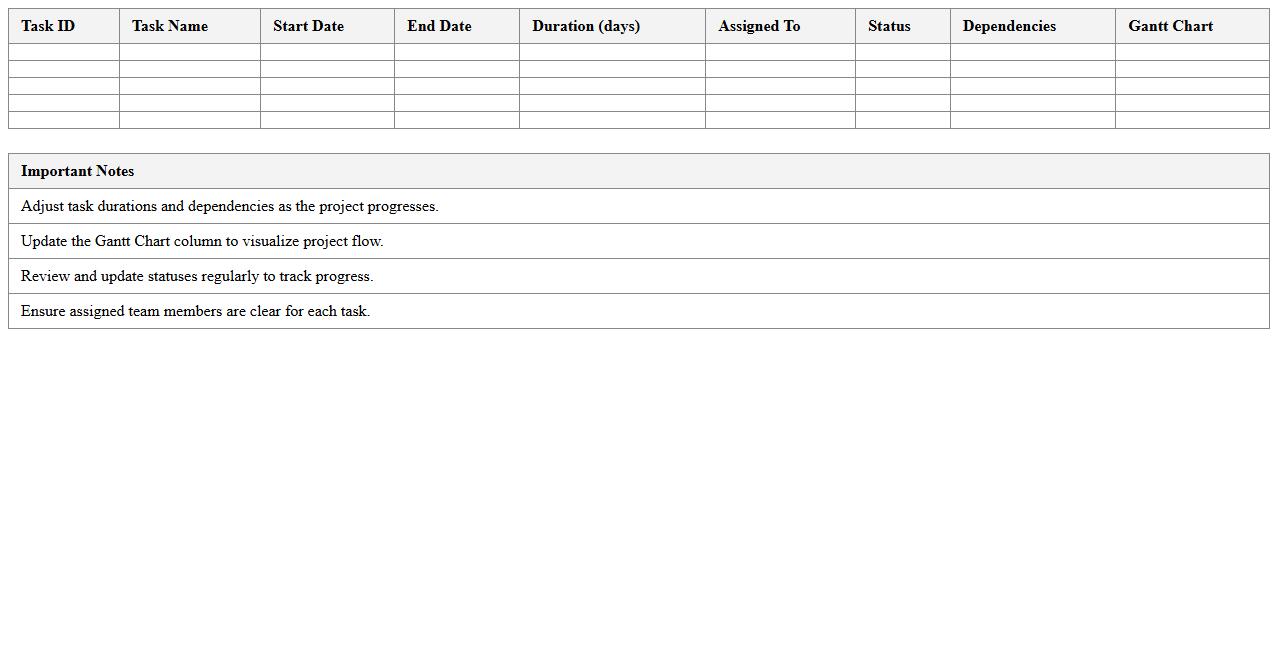 Construction Project Timeline & Gantt Chart Spreadsheet