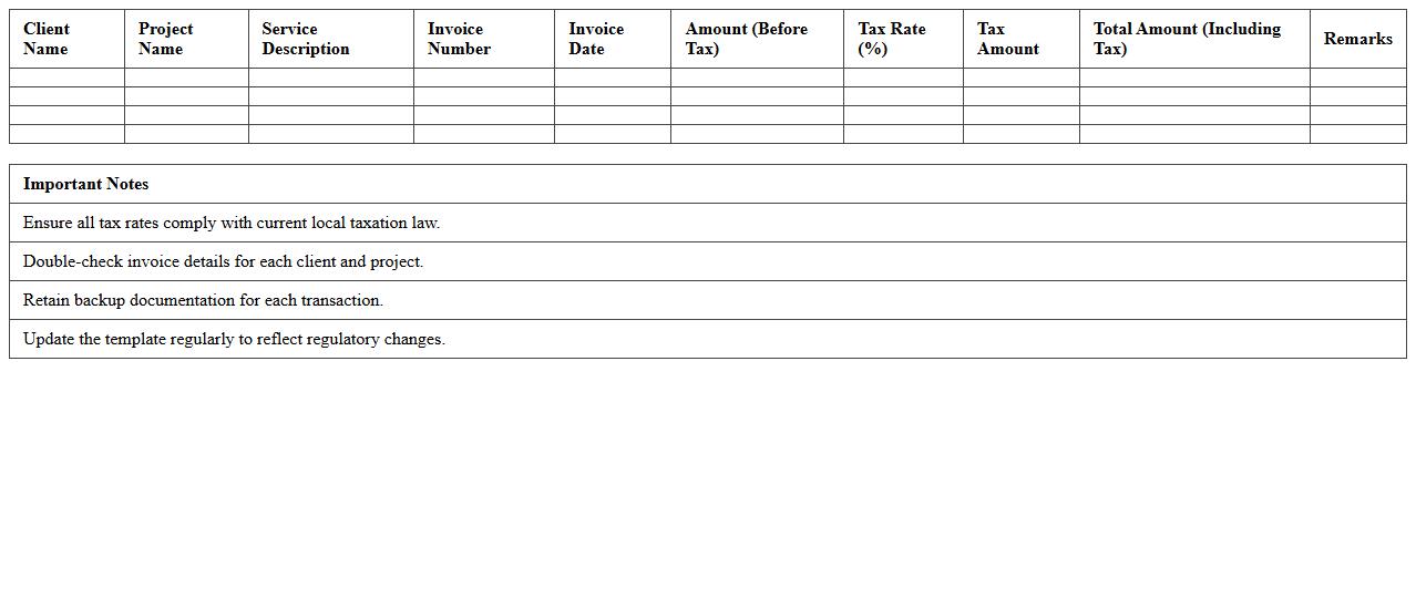 Consulting Services Tax Calculation Sheet Excel Template