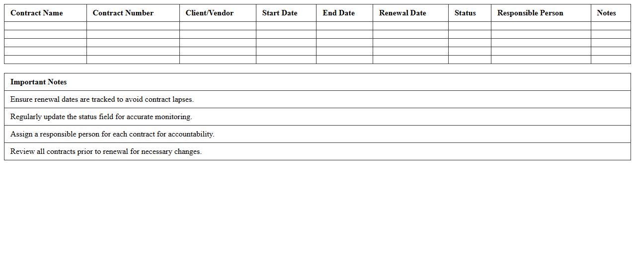Contract Renewal Schedule Excel Template